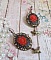 BO Loly Roses cr&eacute;&eacute;es avec des cabochons en r&eacute;sine, une cha&icirc;ne strass en Cristal avec des accessoires de couleur bronze