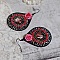 BO Look Coco avec cabochons repr&eacute;sentant une femme et son perroquet, cha&icirc;ne strass, roses en r&eacute;sine, pendentif filigran&eacute;ess et crochets d'oreilles en laiton Noir