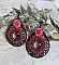 BO Look Coco avec cabochons repr&eacute;sentant une femme et son perroquet, cha&icirc;ne strass, roses en r&eacute;sine, pendentif filigran&eacute;ess et crochets d'oreilles en laiton Noir
