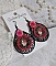 BO Look Coco avec cabochons repr&eacute;sentant une femme et son perroquet, cha&icirc;ne strass, roses en r&eacute;sine, pendentif filigran&eacute;ess et crochets d'oreilles en laiton Noir