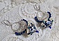 BO Lotus Flowers sont mont&eacute;es avec chandeliers demi-lune motif papillons et fleurs, perles de Venise, estampes, coupelles, toupies, rocailles et dormeuses en Argent 925
