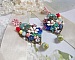 BO Majestueuses sur des estampes gouttes avec des cabochons, cristaux, fleurs clochettes, cabochons en r&eacute;sine, perles en verre et perles en Amazonite