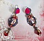 BO Marie et J&eacute;sus cabochons r&eacute;sine, fleurs en porcelaine, strass verre, poires facett&eacute;es et crochets d'oreilles laiton