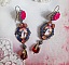 BO Marie et J&eacute;sus cabochons r&eacute;sine, fleurs en porcelaine, strass verre, poires facett&eacute;es et crochets d'oreilles laiton
