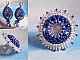BO Marine Blue brod&eacute;es avec des navettes en Cristal de Swarovski &agrave; laquelle s'ajoute perles rondes en Cristal plasticine, perles nacr&eacute;es, pampilles et rocailles. Mont&eacute;es sur dormeuses en Argent 925