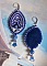 BO Marine Blue brod&eacute;es avec des navettes en Cristal de Swarovski &agrave; laquelle s'ajoute perles rondes en Cristal plasticine, perles nacr&eacute;es, pampilles et rocailles. Mont&eacute;es sur dormeuses en Argent 925