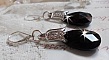 BO Merveilles Jet mont&eacute;es avec gouttes facett&eacute;es en Verre, b&eacute;li&egrave;res tulipes strass&eacute;es et dormeuses en Argent 925/1000