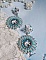 BO Moment de D&eacute;tente avec des cabochons en vere, cristaux : cabochons, cha&icirc;ne strass, cha&icirc;ne perl&eacute;e Turquoise, estampes et dormeuses