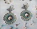 BO Moment de D&eacute;tente avec des cabochons en vere, cristaux : cabochons, cha&icirc;ne strass, cha&icirc;ne perl&eacute;e Turquoise, estampes et dormeuses