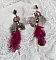 BO Navajo Fuchsia et Marron aux plumes de faisan et pintade, cha&icirc;nettes, coupelles, cristaux et dormeuses estampes en laiton
