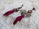 BO Navajo Fuchsia et Marron aux plumes de faisan et pintade, cha&icirc;nettes, coupelles, cristaux et dormeuses estampes en laiton
