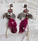 BO Navajo Fuchsia et Marron aux plumes de faisan et pintade, cha&icirc;nettes, coupelles, cristaux et dormeuses estampes en laiton