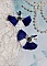 BO Navy Blue and White mont&eacute;es avec pompons, breloques &eacute;maill&eacute;es, puces argent 925/1000 et cristaux