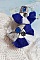 BO Navy Blue and White mont&eacute;es avec pompons, breloques &eacute;maill&eacute;es, puces argent 925/1000 et cristaux