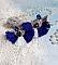 BO Navy Blue and White mont&eacute;es avec pompons, breloques &eacute;maill&eacute;es, puces argent 925/1000 et cristaux