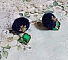 BO Nuit de folies mont&eacute;es avec pompons ronds, pendentifs &eacute;poxy, perles aventurine, dormeuses laiton