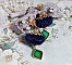 BO Nuit de folies mont&eacute;es avec pompons ronds, pendentifs &eacute;poxy, perles aventurine, dormeuses laiton