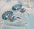 BO  Ode Bleu et Argent avec rocailles, perles rondes nacr&eacute;es en Cristal, perles en Verre et crochets en Argent 925