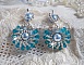 BO  Ode Bleu et Argent avec rocailles, perles rondes nacr&eacute;es en Cristal, perles en Verre et crochets en Argent 925