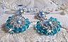 BO  Ode Bleu et Argent avec rocailles, perles rondes nacr&eacute;es en Cristal, perles en Verre et crochets en Argent 925