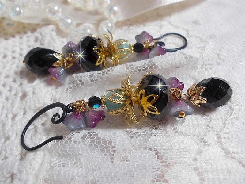 BO Paris et Ritournelles mont&eacute;es avec perles cristal, perles verre et pierres de gemme