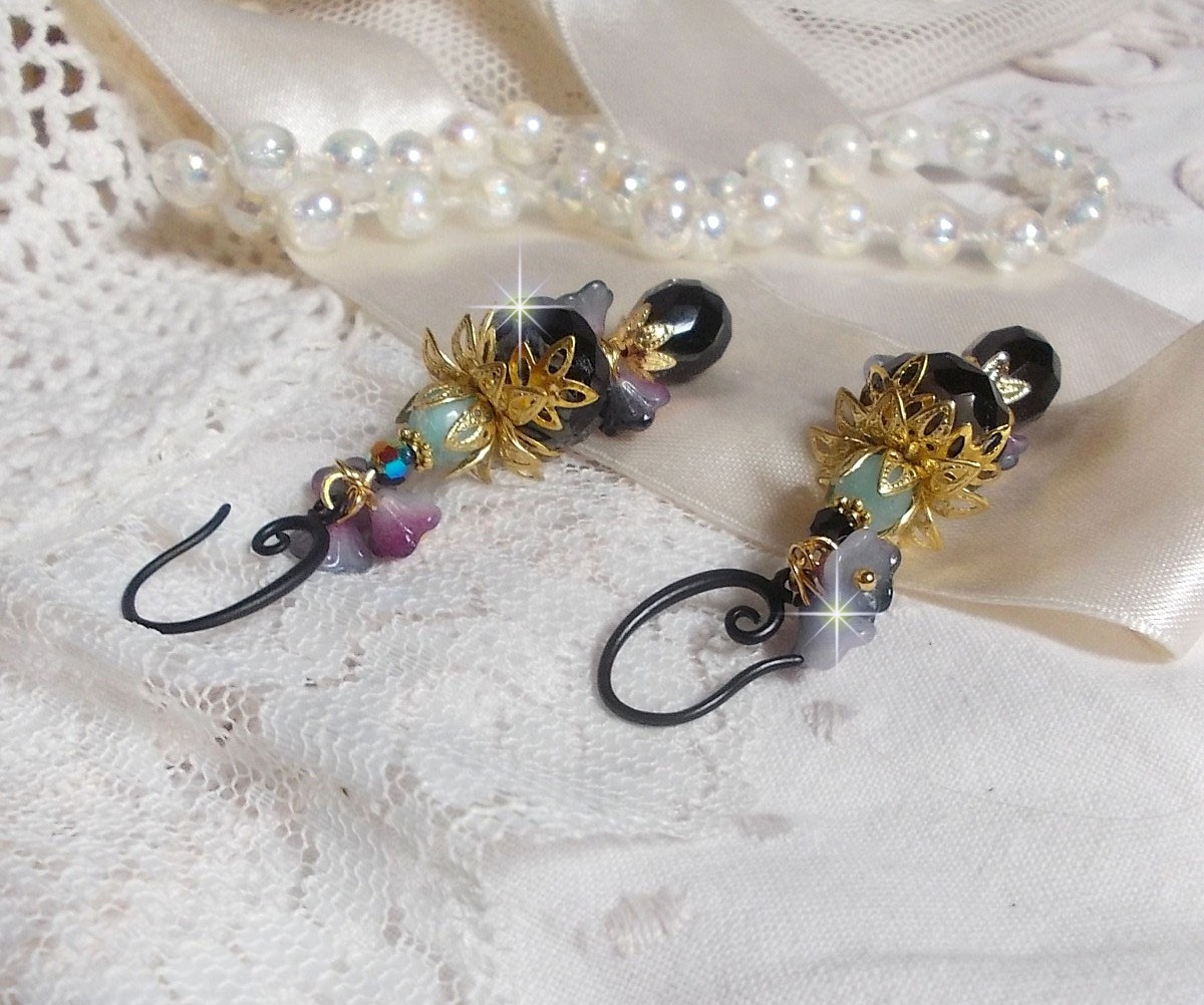 BO Paris et Ritournelles mont&eacute;es avec perles cristal, perles verre et pierres de gemme