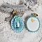 BO Parisienne brod&eacute;es avec cabochons r&eacute;sines, rocailles verres, sequins et clips en laiton