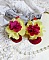 Boucles d'oreilles fleurs en mousseline de soie et perles.