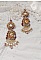 BO Reflets de Ros&eacute;e brod&eacute;es avec des cabochons ronds et ovales fleuries avec une roses rouge, orn&eacute;es de rocailles, perles et chatons en Cristal avec des crochets en Gold Filled 14 carats 