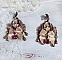 Boucles d'oreilles vintage avec cabochons, nœuds satin et cristaux.
