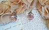 BO Rose Iris&eacute; avec des pendentifs ronds facett&eacute;s en verre de boh&egrave;me rose, coupelles argent&eacute;es et crochets en Argent 925/1000