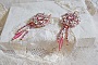 BO Rose Royale brod&eacute;es avec des cabochons en nacre, des chips en (Quartz et Howlite blanc), des Cristaux de Swarovski, des roquettes Roses,  des rocailles et des crochets en Gold Filled 14 carats