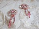 BO Rose Royale brod&eacute;es avec des cabochons en nacre, des chips en (Quartz et Howlite blanc), des Cristaux de Swarovski, des roquettes Roses,  des rocailles et des crochets en Gold Filled 14 carats