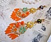 BO Roseraie Orange Roses cr&eacute;&eacute;es avec des strass et des cabochons en Crystal de Swarovski, des fleurs, des dagues couleurs Orange, des cabochons en verre et des accessoires de qualit&eacute;