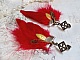 BO Sagesse Am&eacute;rindienne avec des plumes rouge vif, breloques, plumes et clous d'oreilles en m&eacute;tal Bronze