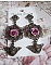 Boucles d'oreilles artisanales avec angelots, roses résine et cristaux.