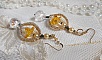 BO Bo'Soleil mont&eacute;es avec des coeurs en cristal de Swarovski, des perles nacr&eacute;es Gold et des crochets d'oreilles en Gold Filled 14 carats