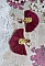 BO Soleil Dark Red mont&eacute;es avec pompons Bordeaux, pinces demi-lune, breloques et cabochons Cristal Swarovski