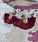 BO Soleil Dark Red mont&eacute;es avec pompons Bordeaux, pinces demi-lune, breloques et cabochons Cristal Swarovski