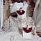 BO Soleil Dark Red mont&eacute;es avec pompons Bordeaux, pinces demi-lune, breloques et cabochons Cristal Swarovski
