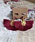 BO Soleil Dark Red mont&eacute;es avec pompons Bordeaux, pinces demi-lune, breloques et cabochons Cristal Swarovski