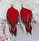 Boucles d'oreilles artisanales en perles rouges, bleues et dorées.