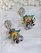 BO C&acirc;line mont&eacute;es avec perles potiron verre, facettes, coupelles, fleurs et perles cristal Swarovski
