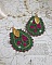 Boucles d'oreilles artisanales en perles vertes et roses.