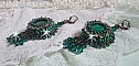 BO Emerald Vert brod&eacute;es avec une malachite, des rocailles et des facettes en verre de boh&egrave;me