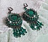 BO Emerald Vert brod&eacute;es avec une malachite, des rocailles et des facettes en verre de boh&egrave;me
