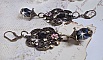BO Irr&eacute;sistible Passion mont&eacute;es sur dormeuses Fleur de Lys Bronze Laiton avec cristaux, gouttes facett&eacute;es, c&oelig;urs, cabochons, coupelles fleurs filigran&eacute;es et coupelles &eacute;toiles