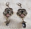 BO Irr&eacute;sistible Passion mont&eacute;es sur dormeuses Fleur de Lys Bronze Laiton avec cristaux, gouttes facett&eacute;es, c&oelig;urs, cabochons, coupelles fleurs filigran&eacute;es et coupelles &eacute;toiles