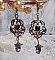 BO Irr&eacute;sistible Passion mont&eacute;es sur dormeuses Fleur de Lys Bronze Laiton avec cristaux, gouttes facett&eacute;es, c&oelig;urs, cabochons, coupelles fleurs filigran&eacute;es et coupelles &eacute;toiles