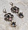 BO Irr&eacute;sistible Passion mont&eacute;es sur dormeuses Fleur de Lys Bronze Laiton avec cristaux, gouttes facett&eacute;es, c&oelig;urs, cabochons, coupelles fleurs filigran&eacute;es et coupelles &eacute;toiles
